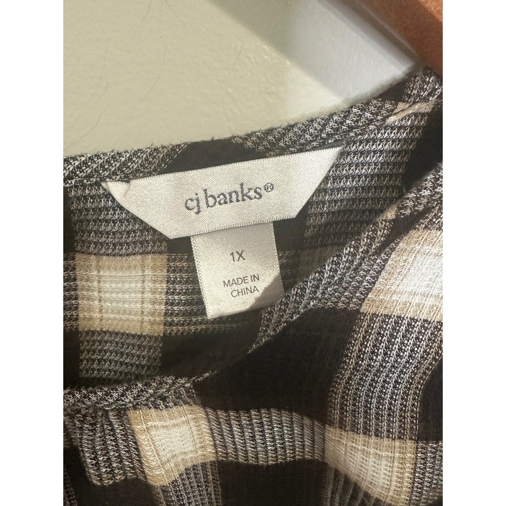 CJ Banks Women's Plaid Long Sleeve Button Back‎ Top Size 1X Academia preppy - Picture 6 of 11